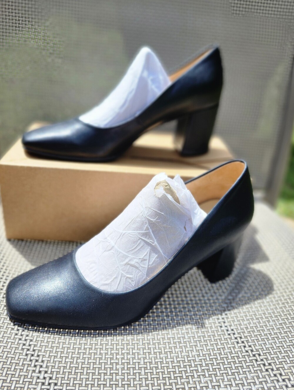 Naturalizer Warner Black Square Toe Block Heel Pumps 7M